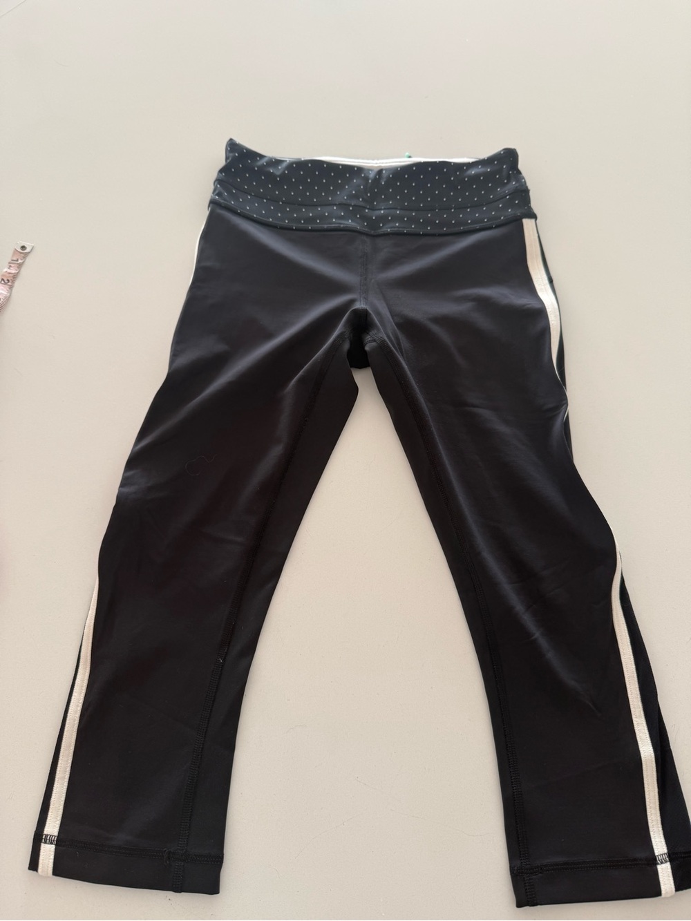 lululemon Y2K Black Capris with White Side Stripes